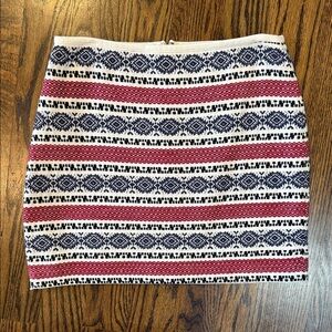 Madewell White Blue Red Striped Jacquard 100% Cotton Gamine Mini Skirt 10